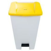 Poubelle mobile à pédale 120 L Blanc / Jaune - Manutan - Image 6