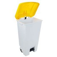 Poubelle mobile à pédale 120 L Blanc / Jaune - Manutan - Image 7