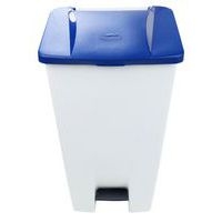 Poubelle mobile à pédale 120 L Blanc / Bleu - Manutan - Image 2