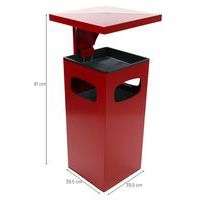 Cendrier et poubelle 38 L acier galva rouge - Image 5