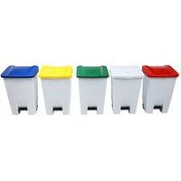 Poubelle mobile à pédale 80 L Blanc / Jaune  -  Manutan - Image 10