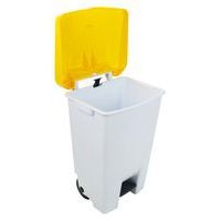 Poubelle mobile à pédale 80 L Blanc / Jaune  -  Manutan - Image 2