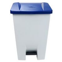 Poubelle mobile à pédale 80 L Blanc / Bleu - Manutan - Image 2