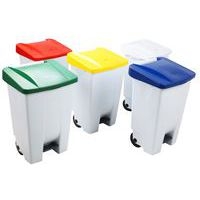 Poubelle mobile à pédale 80 L Blanc / Bleu - Manutan - Image 10