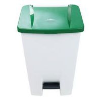 Poubelle mobile à pédale 80 L Blanc / Vert -  Manutan - Image 4