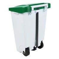 Poubelle mobile à pédale 80 L Blanc / Vert -  Manutan - Image 7