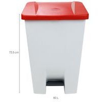 Poubelle mobile à pédale 80 L Blanc / Rouge -  Manutan - Image 8