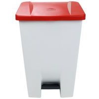 Poubelle mobile à pédale 80 L Blanc / Rouge -  Manutan - Image 6