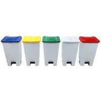 Poubelle mobile à pédale 120 L Blanc / Rouge - Manutan - Image 8