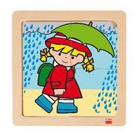 Lot 4 puzzles de 4 pièces en bois sur plateau plastique - Image 5