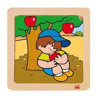 Lot 4 puzzles de 6 pièces en bois sur plateau plastique - Image 4