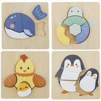 Lot 4 puzzles bois animaux - Image principale