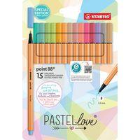 Etui carton 15 stylos-feutres STABILO point 88 coul. pastel - Image principale
