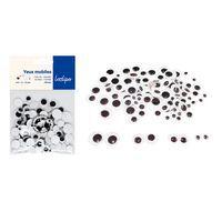 Sachet de 100 yeux mobiles adhésifs noirs,Ø 7, 10, 12, 15 mm - Image principale