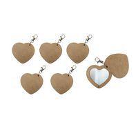 Porte clé miroir cœur en bois 7 x 6,5 cm (lot de 6) - Image principale