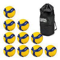 Lot de 10 ballons de volley Mikasa V200W + sac de rangement - Image principale