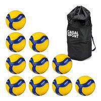 Lot de 10 ballons de volley Mikasa V300W + sac de rangement - Image principale