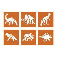 Pochoir plastique lavable 14,5 x 14,5 cm (Pochette de 6) - Animaux préhistoriques - Image principale
