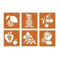 Pochoir plastique lavable 14,5 x 14,5 cm (Pochette de 6) - Les fruits - Image principale