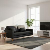 Canapé 3 places Stockolm enduit PVC noir - Image 2