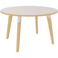 Table en plateau stratifié diam.120 cm H73,5cm blanc/blanc - Image principale