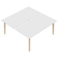 Bureau double départ 160x165 cm blanc/pied bois hêtre - Image 2