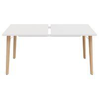 Bureau double départ 160x165 cm blanc/pied bois hêtre - Image 3