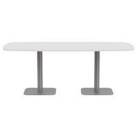 Table de réunion tonneau L200XP100 ép.25mm blanc/gris alu - Image 3