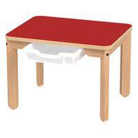 Table Lili rectangle plateau couleur avec casier, piétement bois hêtre - Image 2