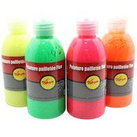 Assortiment 4 flacons 250 ml peinture pailletée fluo pichon - Image 4