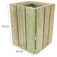 Poubelle carrée Kerguélen 50L - pin traité - Manutan Expert - Image 5