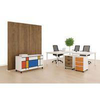Caisson mobile Easy Office 4 tiroirs de rangements coloris blanc/orange - Image 2