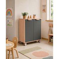 Meuble étagères Filou  avec portes à roulettes gris onyx - Image 2