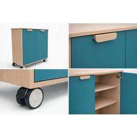 Meuble étagères Filou  avec portes à roulettes turquoise - Image 3