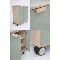 Meuble étagères Filou avec portes sur roulettes vert opale - Image 3