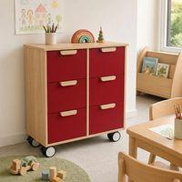 Meuble Filou 6 tiroirs sur roulettes rouge cerise - Image 3