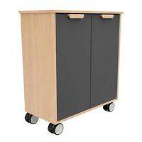 Meuble étagères Filou  avec portes à roulettes gris onyx - Image 4