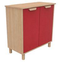 Meuble étagères Filou avec portes sur pieds rouge cerise - Image 4