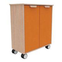 Meuble étagères Filou avec portes sur roulettes orange de Sienne - Image 2