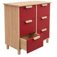 Meuble Filou 6 tiroirs sur pieds rouge cerise - Image 2