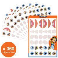 Lot 10 planches A5 de 360 gommettes visages repositionnables - Image principale