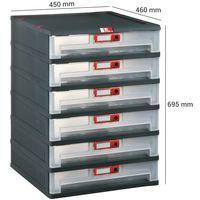 Bloc tiroir Mopla Sans roulettes 6 tiroirs 63 x 405 mm Noir - Image 2