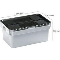 Bac std couvercle intégré H 283 mm Gerbage Couvercle Noir Coloris:Gris - Image 2