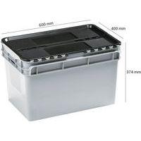 Bac std couvercle intégré H 335 mm Gerbage Couvercle Noir Coloris:Gris - Image 2