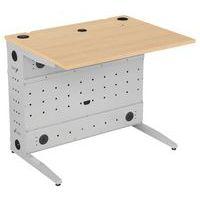 Bureau PLUG-IN écran sortie verticale plateau mélaminé 2 pieds époxy - 90x70 cm - Image principale