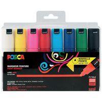 Boîte 8 marqueurs POSCA assortis, pointe conique large PC7M - Image principale