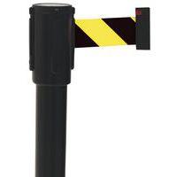 Poteau noir sangle jaune/noir 2m base à roulettes noir - Image 4