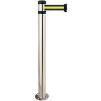 Poteau de balisage Argent à fixer au sol Sangle de 2 m Noir/jaune - Image 2