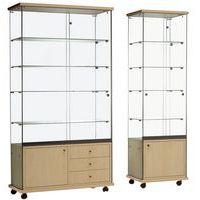 Vitrine Easy E6 - Avec armoire basse et éclairage socle Hêtre - Image principale