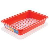 Bac plat HACCP avec couvercle et grille - GILAC, Coloris : Rouge - Image principale